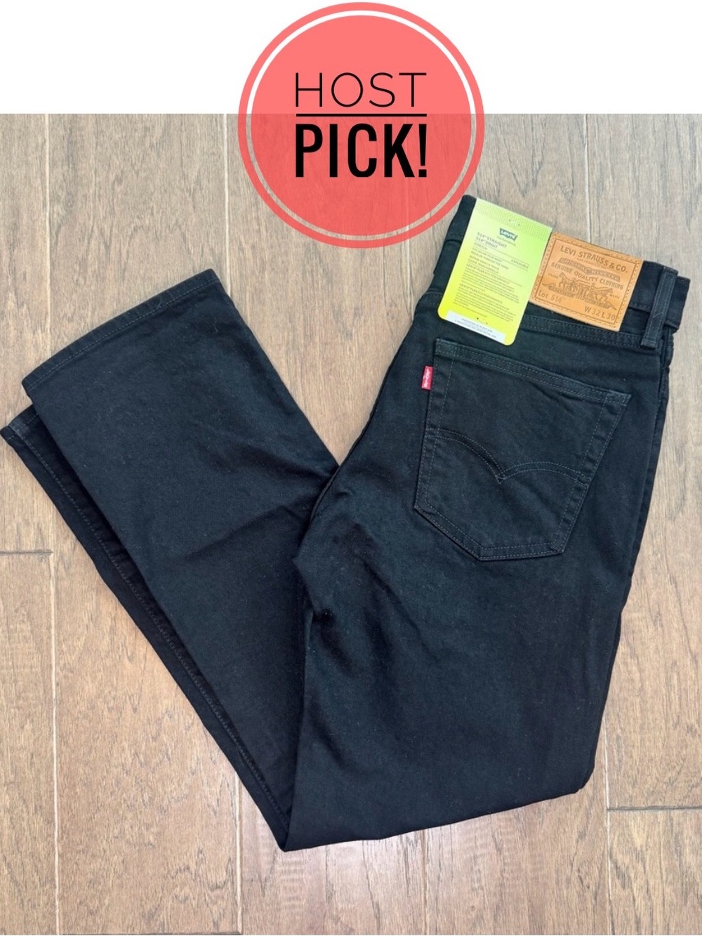 NWT! Men’s Levi's 514 Straight Black Jeans 32/30